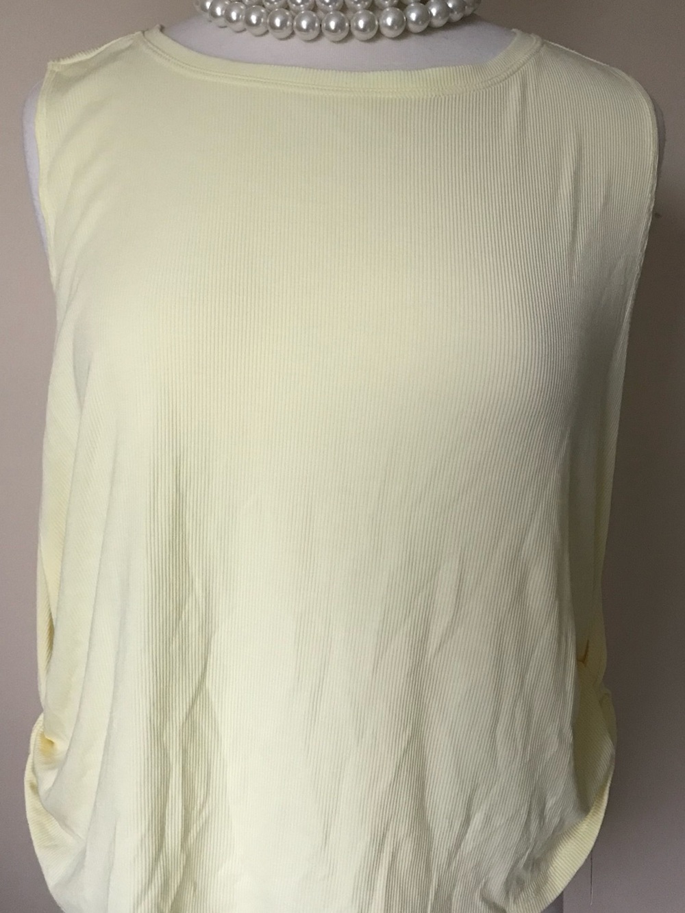 Avia Pale Yellow Ribbed Sleeveless Tank Top